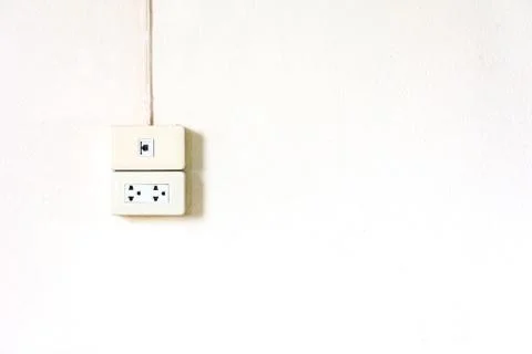 Wall socket and Internet outlet setting on wall Foto stock