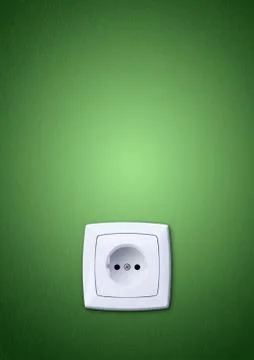 Wall socket, electric current, green wall Stock Photos