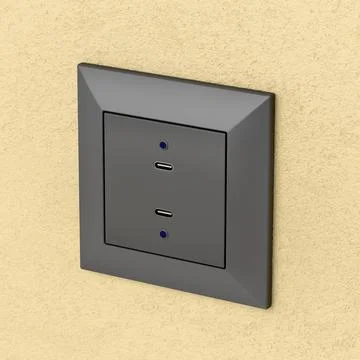 Wall socket with USB-C charging ports Illustrazione stock