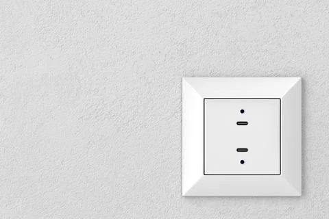 Wall socket with USB-C ports. Illustrazione stock