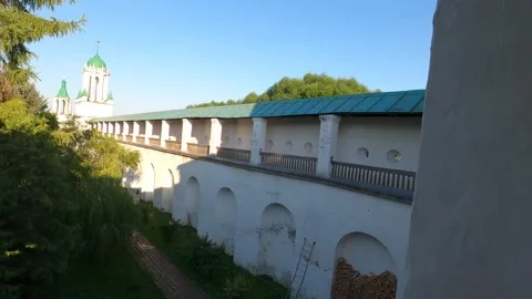 The wall of Spaso-Yakovlevsky Monastery. View from the inside Stock Footage 251721246