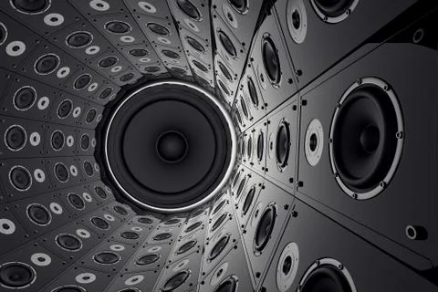 Wall of speakers. Illustration
