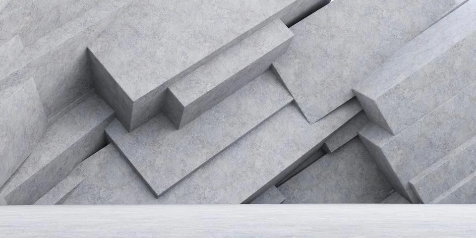 A Wall with Stacked Concrete Blocks, Creating a Sturdy and Industrial Visual Stock Illustration
