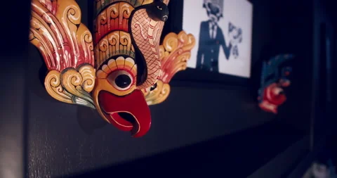 Wall statue bird creature with headpiece Stock Footage 204123735