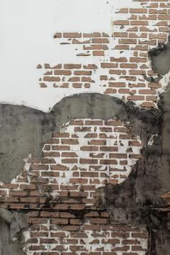 Wall sticker cement brick block damaged. Stock Photos