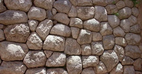 A Wall of Stone blocks made by the Incas in Cusco Video stock 78705109