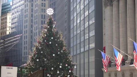 Wall Street Christmas Tree Stock Footage