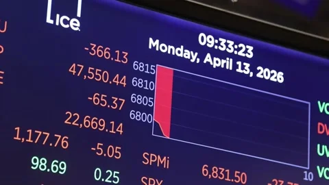 Wall Street opens in the red after Trump announces he will block the Strait of H Stock-Footage 332679221