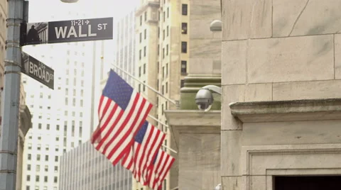 Wall Street sign background Stock Footage