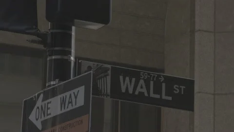 Wall Street Sign Rack Focus 4K Video stock 148181574