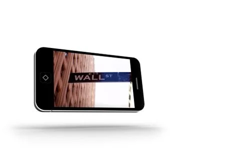 Wall street on smartphone screen Stock Illustration