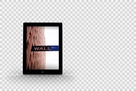 Wall street on tablet screen Stock Illustration