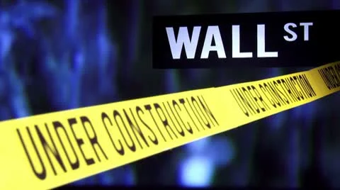 Wall Street - under construction, rain Видео 8969790