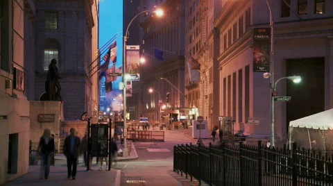 Wall street view at night 스톡 동영상 810733