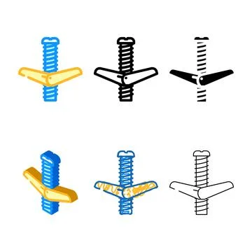 Wall styles anchor hardware furniture fitting color icon vector Stock Illustration