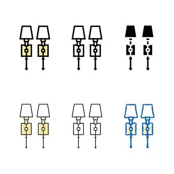 Wall styles sconce set color icon vector イラスト素材
