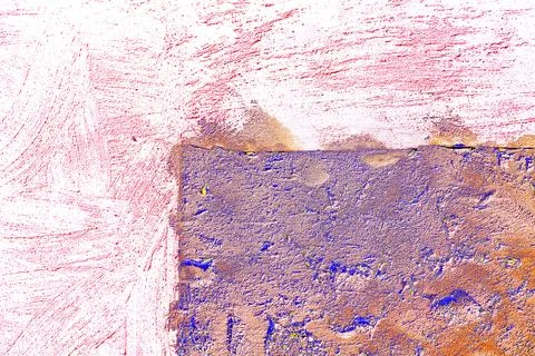 Wall surface with freshly applied mortar. Changed color scheme. Colorful abst 스톡 사진