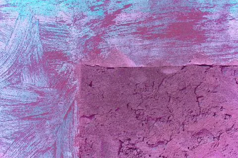 Wall surface with freshly applied mortar. Changed color scheme. Colorful abst 스톡 사진