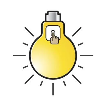 Wall switch &amp; bulb with hand Stock Illustration