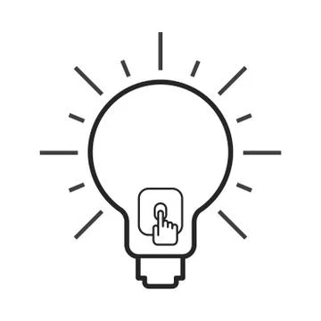 Wall switch &amp; bulb with hand in outline Stock Illustration