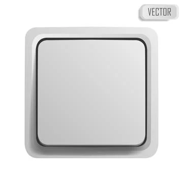 Wall switch button realistic vector illustration isolated on white background Illustrazione stock