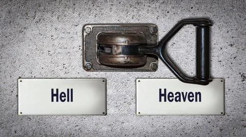Wall Switch Heaven versus Hell Wall Switch the Direction Way to Heaven ver... Foto stock
