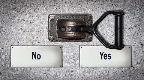 Wall Switch to Yes versus No Wall Switch the Direction Way to Yes versus N... Stock Photos
