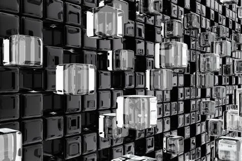 Wall of technological cubes Stock Illustration