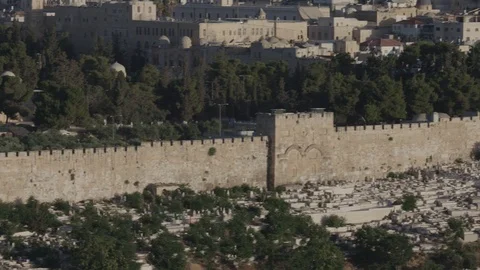 Wall of the Temple Mount, Jerusalem, Israel, Panning shot Stock Footage 86124926