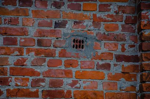 Wall texture and red block pattern are suitable for a simple design backgroun Stock Photos