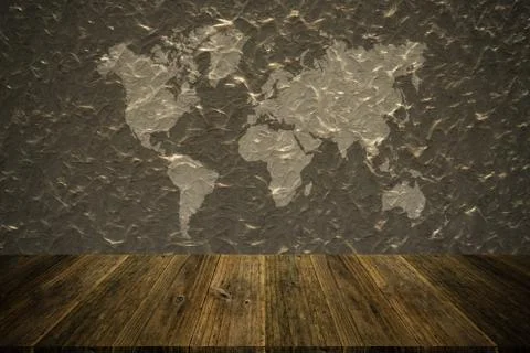 Wall texture background , process in vintage style with wood terrace with wor Foto stock
