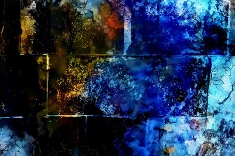 Wall texture with bricks and crackled structure, computer craphic collage Stock Illustration