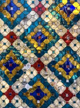 Wall texture from multicolored mosaic Stock Photos