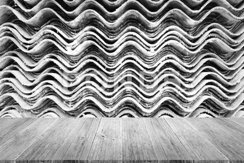 Wall texture surface with Wood terrace and world map Stock Photos