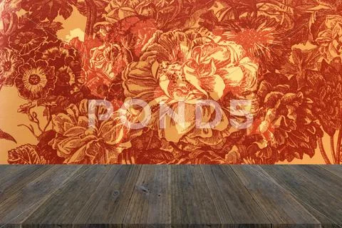 Wall texture surface with Wood terrace and world map Stock Photos