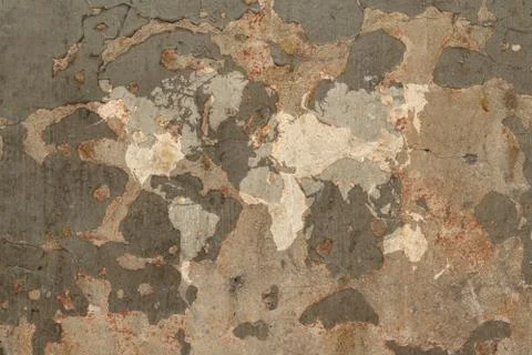 Wall texture surface with world map Foto stock