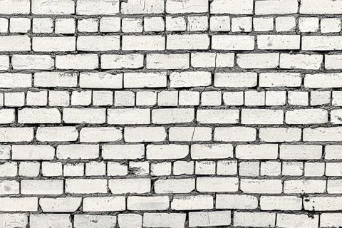 Wall texture from white old damaged bricks. Abstract background. Stock Photos