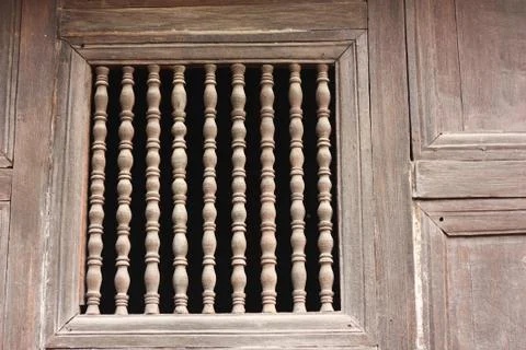 Wall texture of wood windows Stock Photos