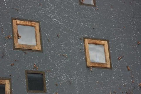 Wall texture zoom view of windows Stock Photos