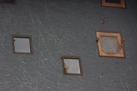 Wall texture zoom view of windows Stock Photos