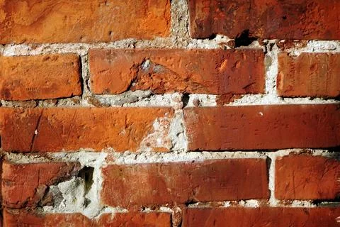 Wall textured rows of red brick Stock Photos