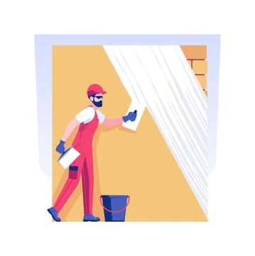 Wall texturing isolated concept vector illustration. Stock Illustration