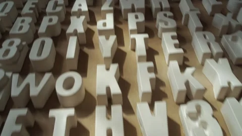 Wall with three-dimensional letters and symbols on it Stock Footage 271626686