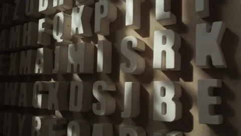 Wall with three-dimensional letters and symbols on it Stock Footage 271626737