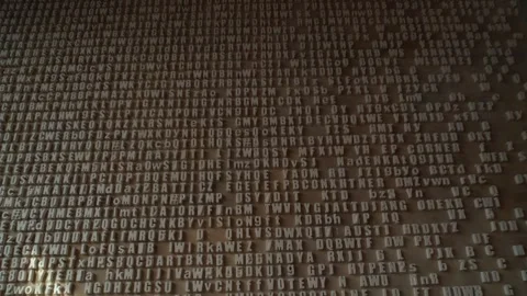 Wall with three-dimensional letters and symbols on it Stock Footage 271626800