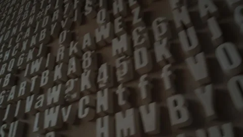 Wall with three-dimensional letters and symbols on it Stock Footage 271626858