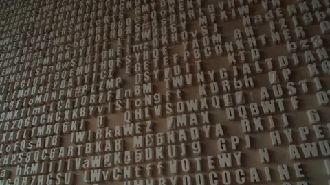 Wall with three-dimensional letters and symbols on it Stock Footage 271626896