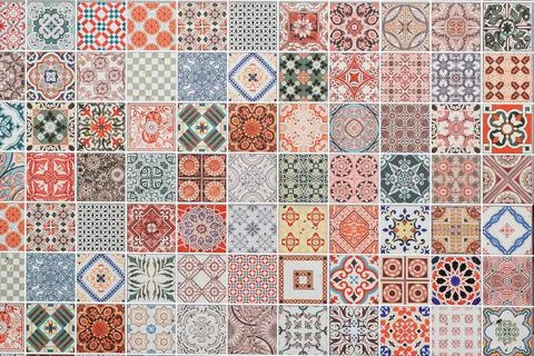 Wall tile pattern, tiled patchwork design background Foto stock