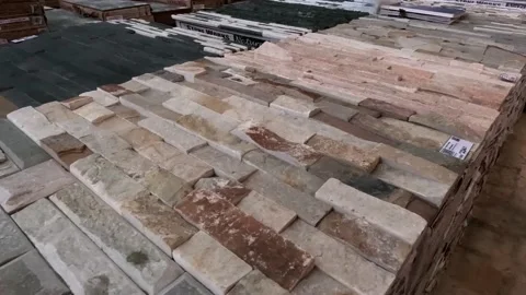 Wall Tiles Made of Stone Pattern Sold in Home Depot Stock Footage 236591765