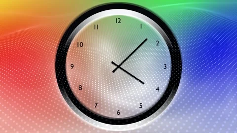 Wall time clock on looped color-change background Stock Footage 340587253